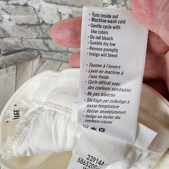 PAIGE Hoxton Ankle Pant Brushed Cotton Slim  Fit Stretch Light Ecru Size 28 - Picture 14 of 14